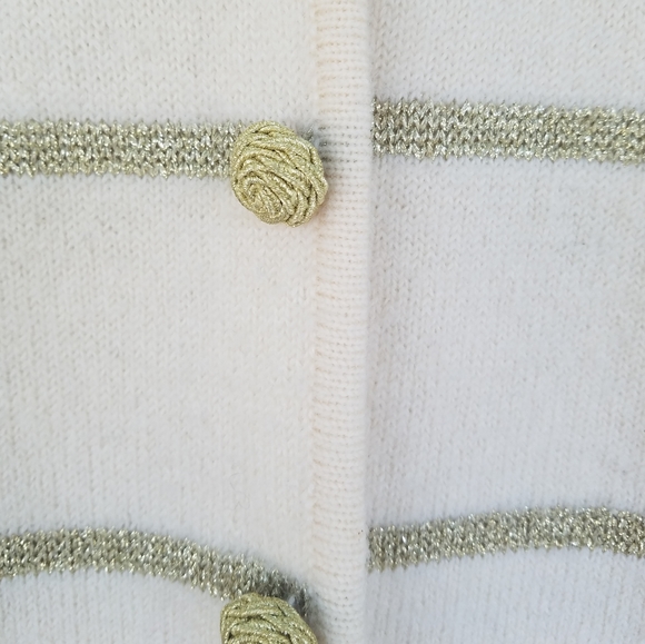 Vintage Grandma Style Cardigan Sweater Wool Cream And Gold Sz Small VtgHong Kong - Picture 7 of 14